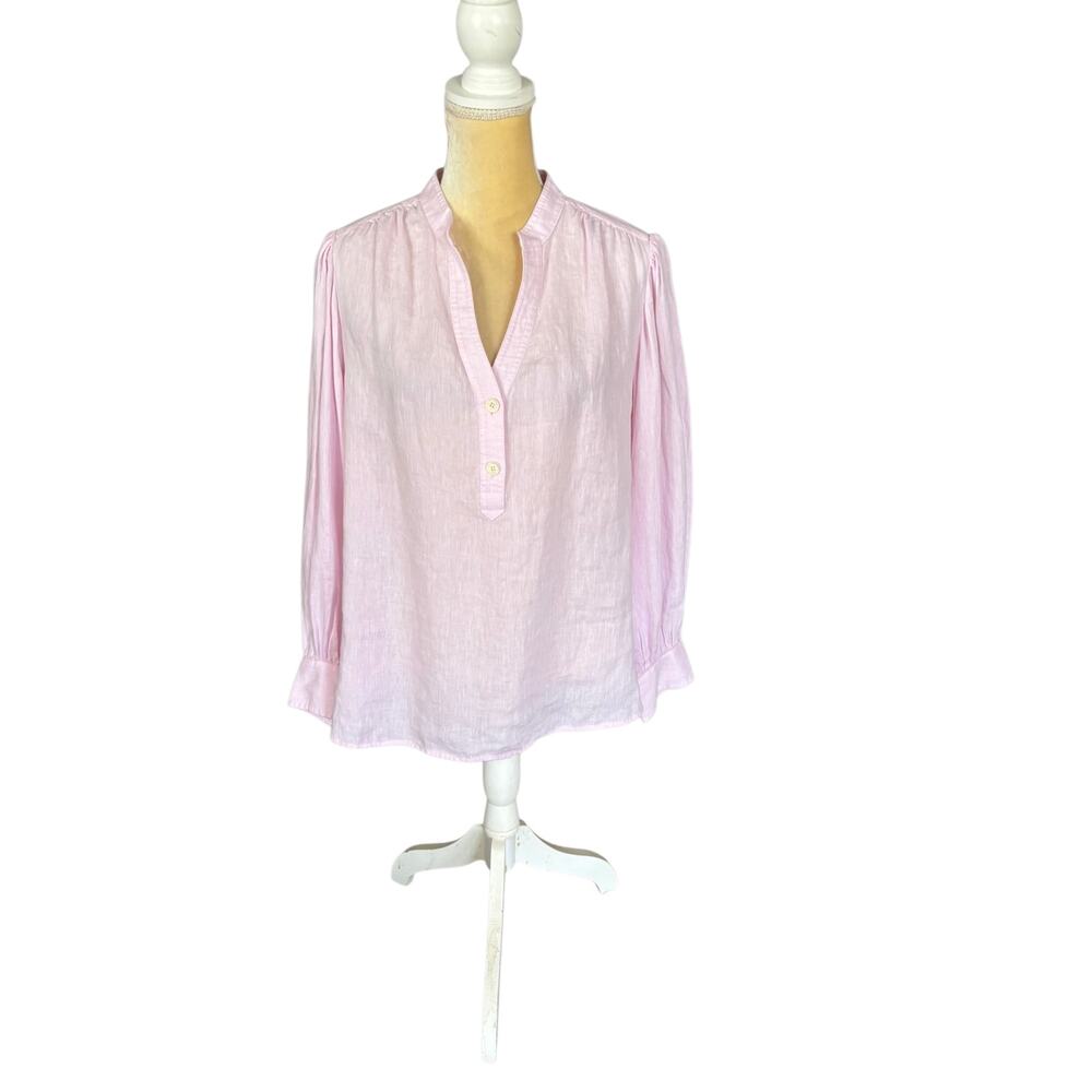 J McLaughlin Light Pink Linen Blouse Top Size XL